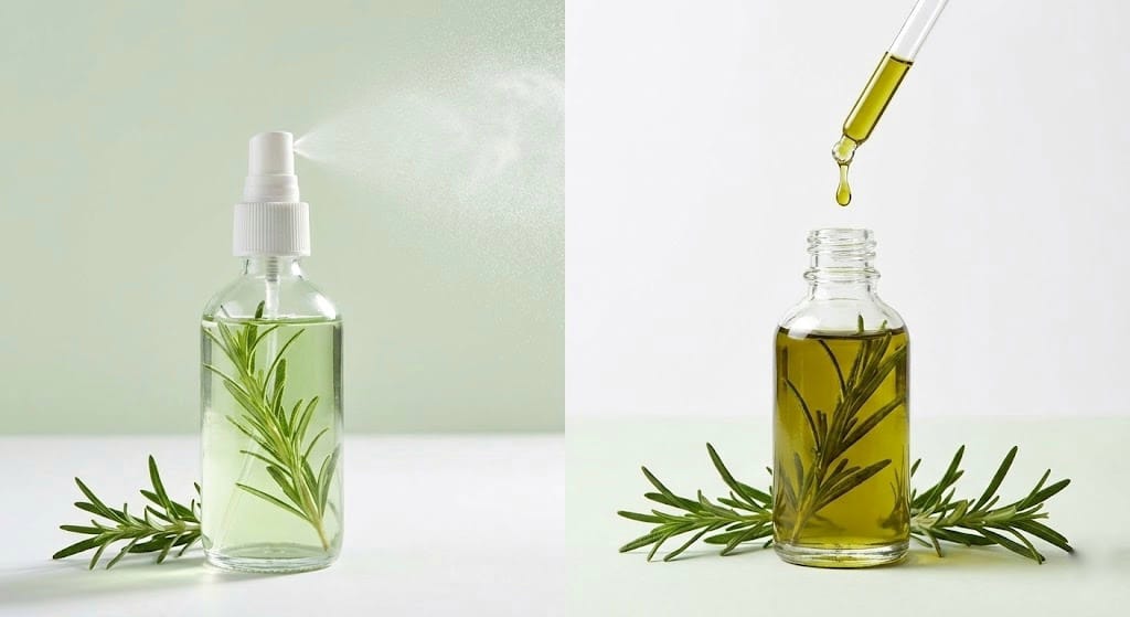 Difference between rosemary water and rosemary oil for hair growth