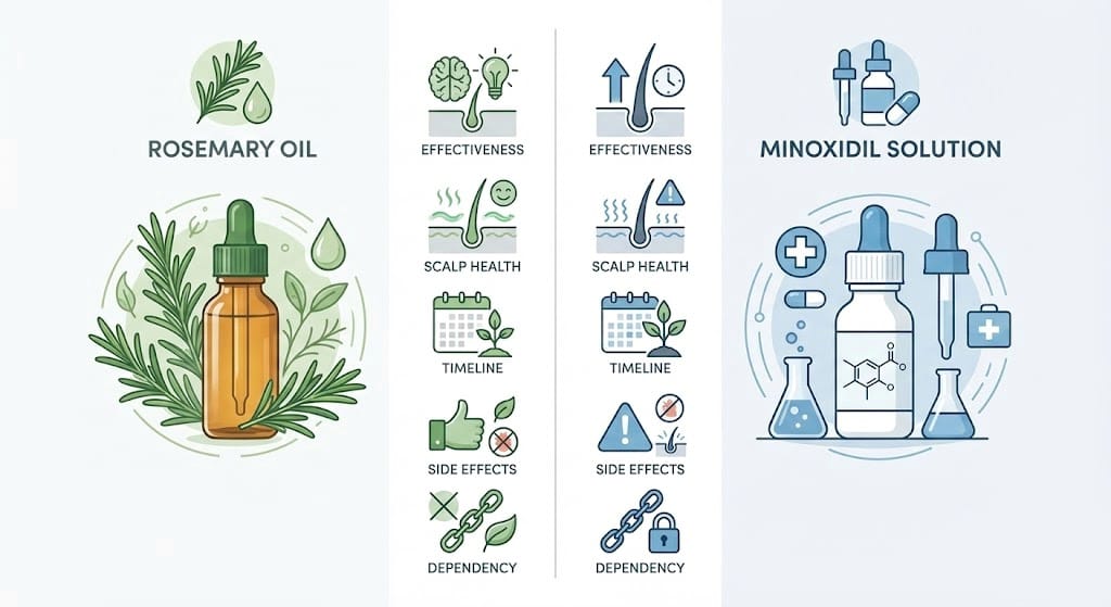 Comparison of rosemary oil and minoxidil for hair regrowth and scalp safety